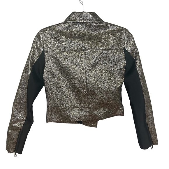 SB by Sachin & Babi metallic moto jacket size XS silver & gold shimmery full zip - Picture 4 of 12